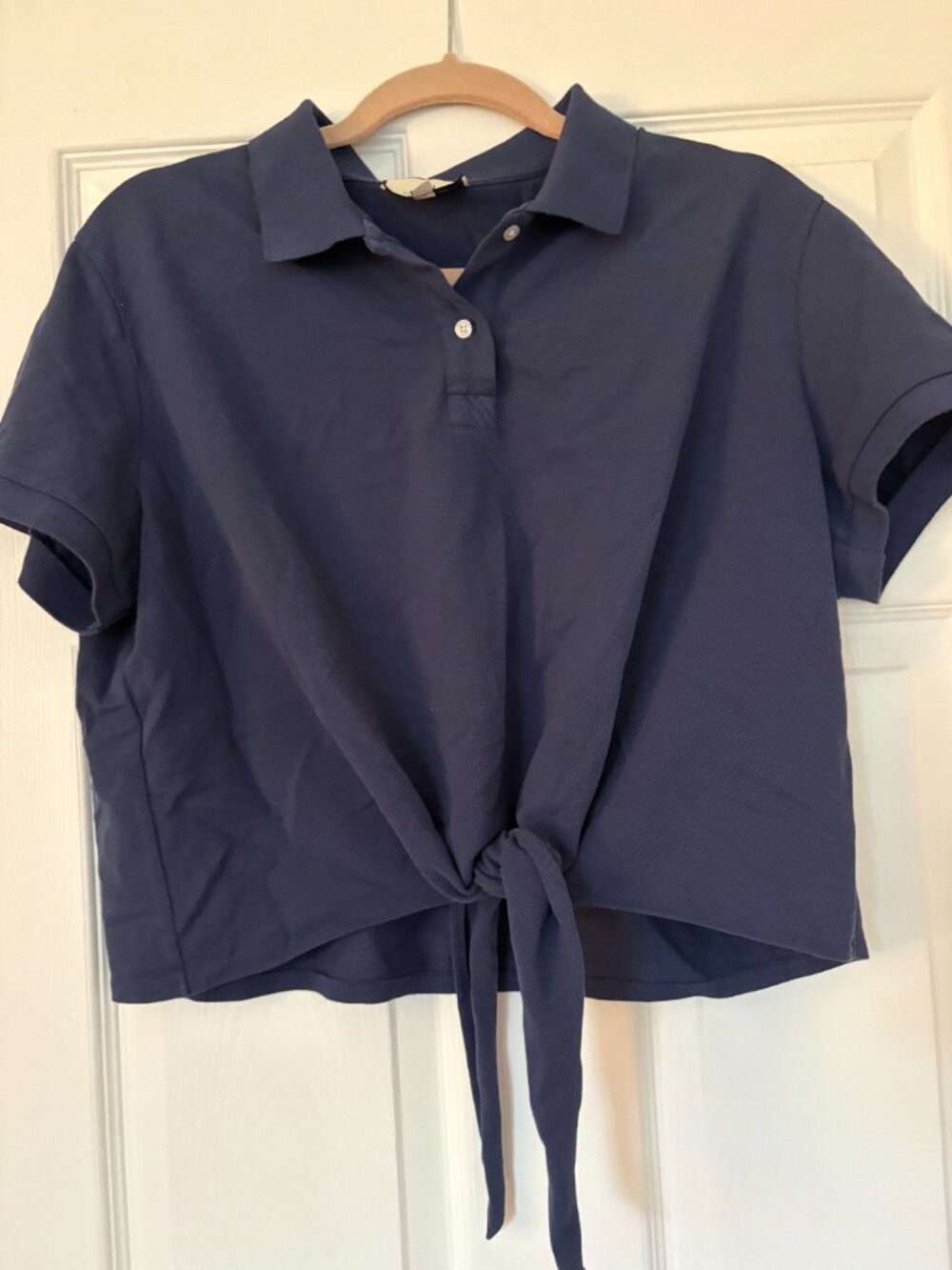 Tuckernuck Navy Pique Tie-Front Courtney Polo Size L NWOT 100% Cotton - Picture 4 of 5